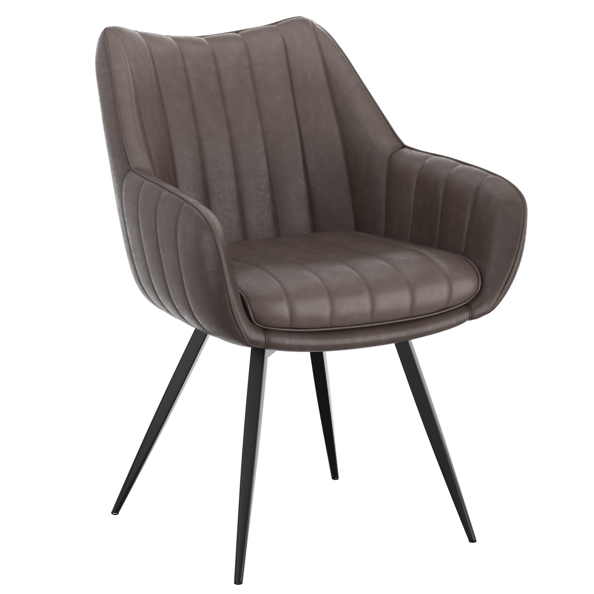 Talon Swivel Dining Chair - Charcoal Faux Leather Black Legs-DECOROLALA