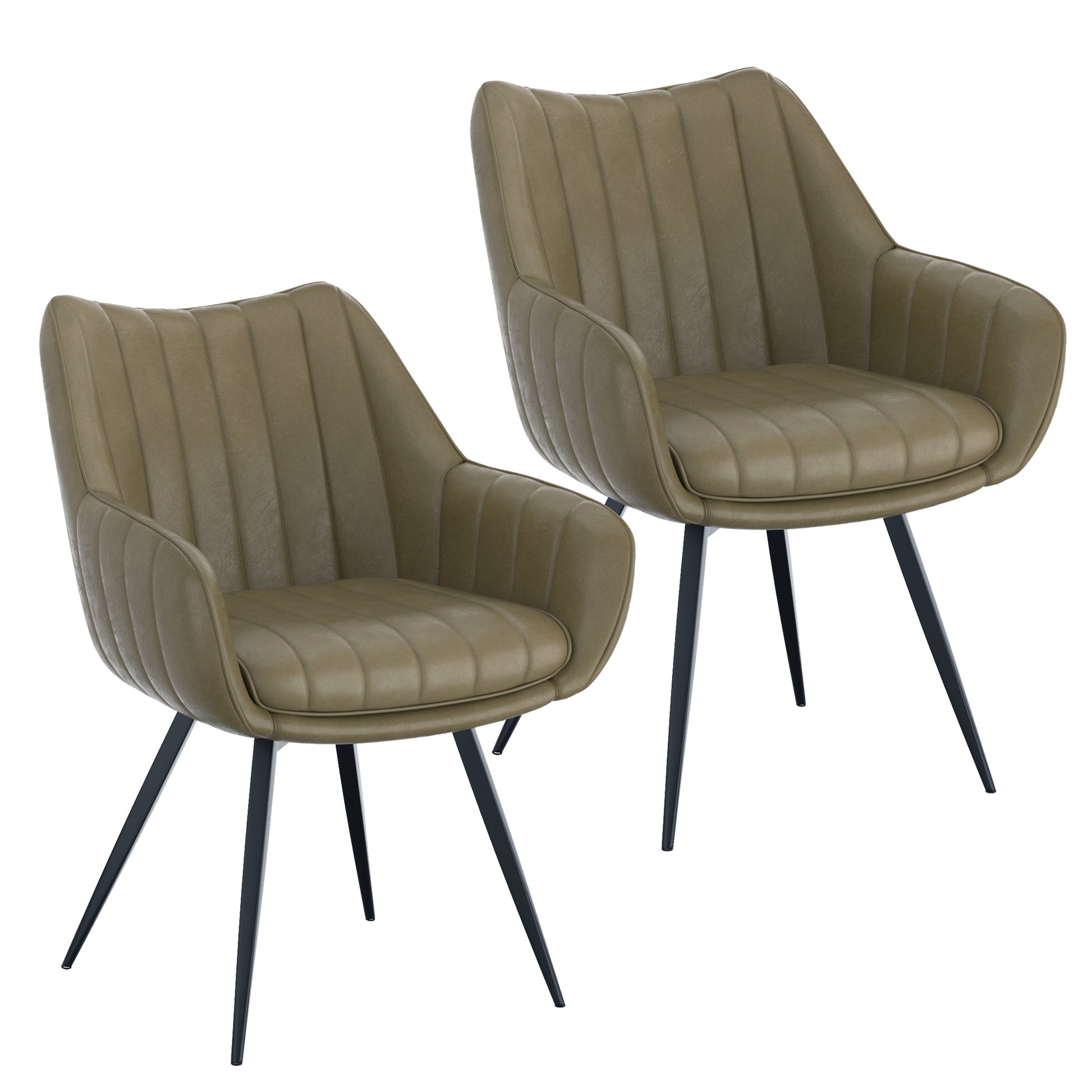 Talon Swivel Dining Chair - Moss Green Faux Leather-DECOROLALA