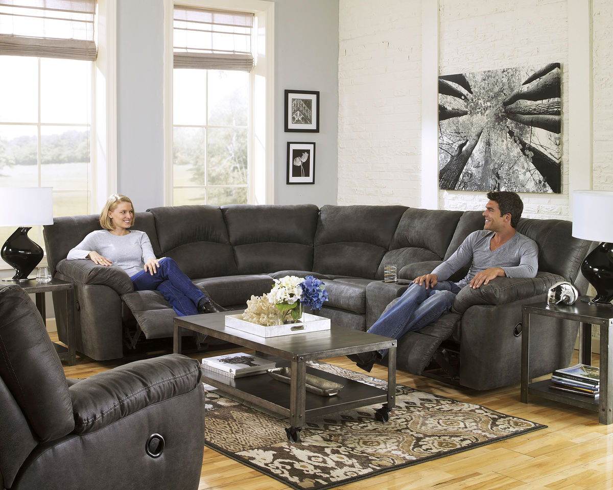 Tambo Reclining Sectional - Faux Leather-Reclining Sectionals-DECOROLALA