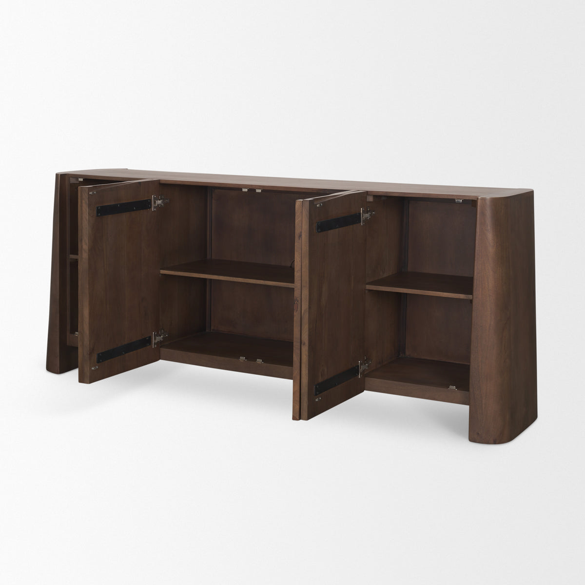 Tammar Brown Wood 4-Door Sideboard-Sideboards & Buffets-DECOROLALA