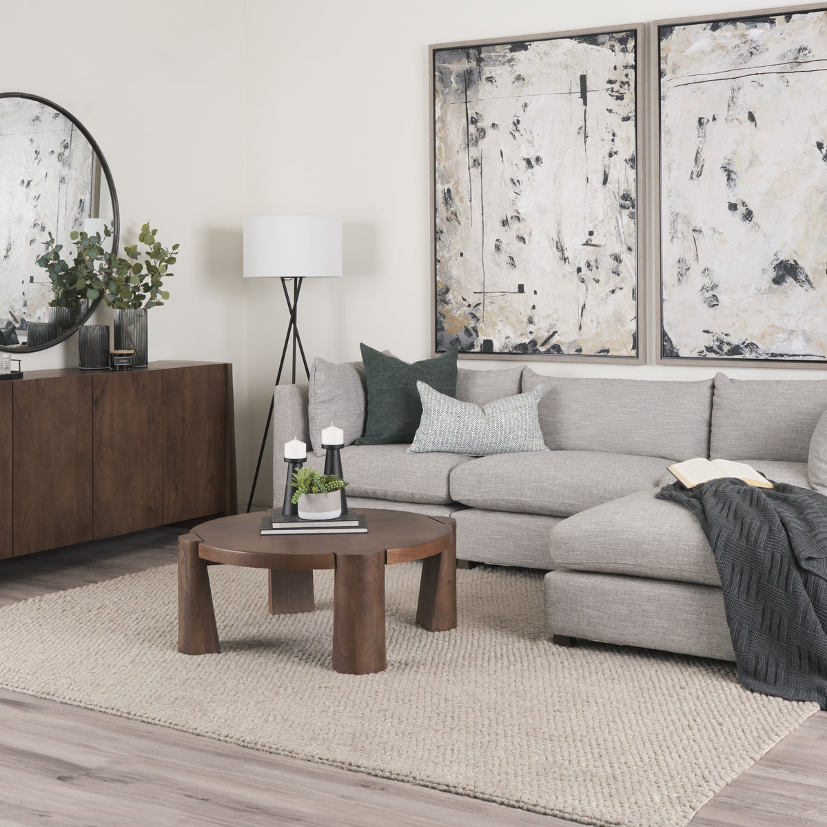 Tammar Round Wood w/ Tapered Legs Coffee Table-Coffee Tables-DECOROLALA