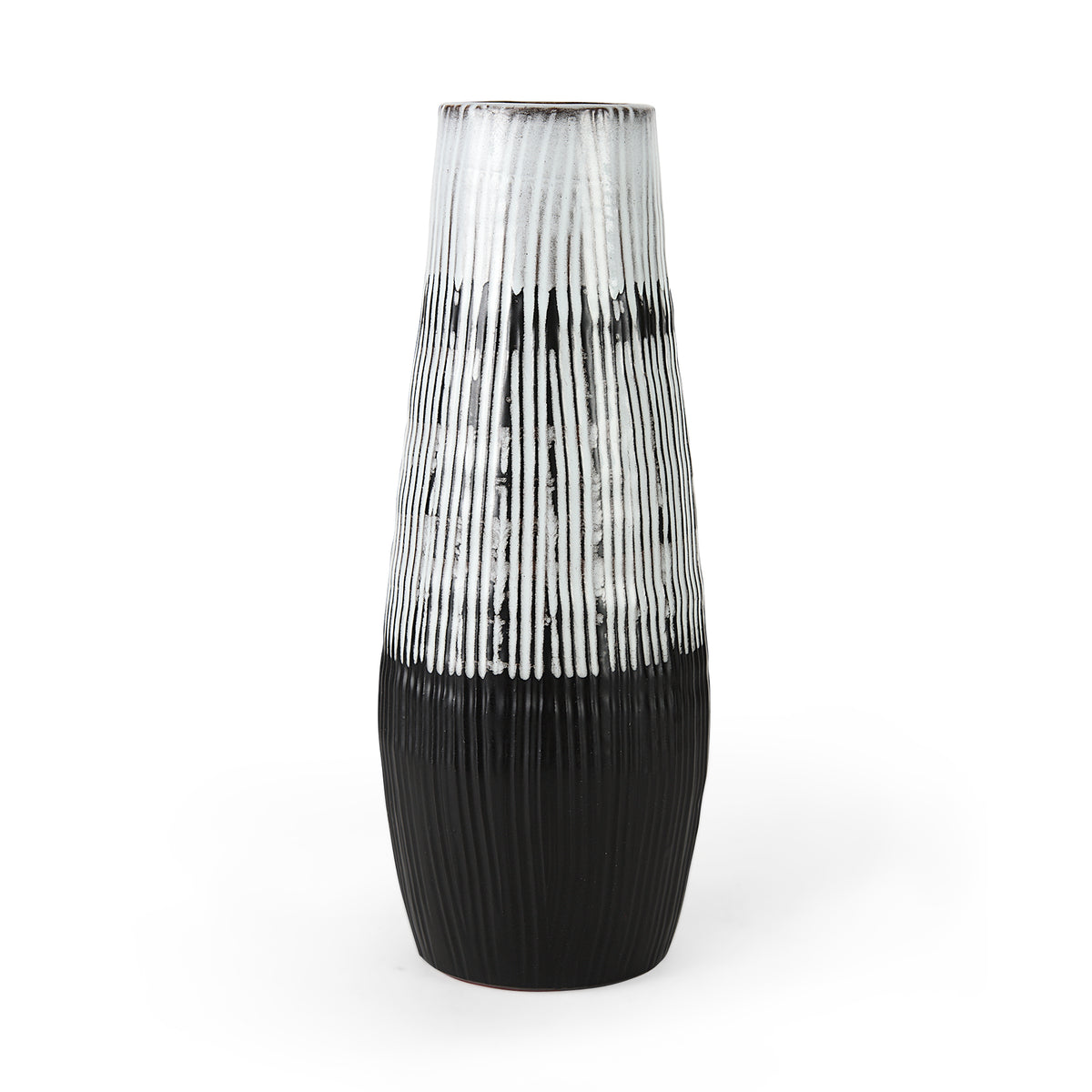 Tanami I Tall Dark Brown/White Ceramic Vase-Vase-DECOROLALA