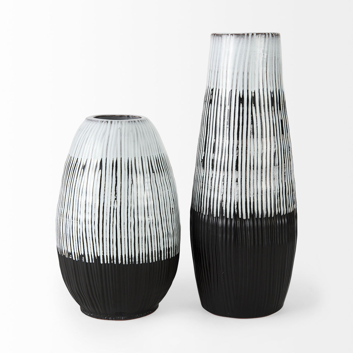 Tanami I Tall Dark Brown/White Ceramic Vase-Vase-DECOROLALA