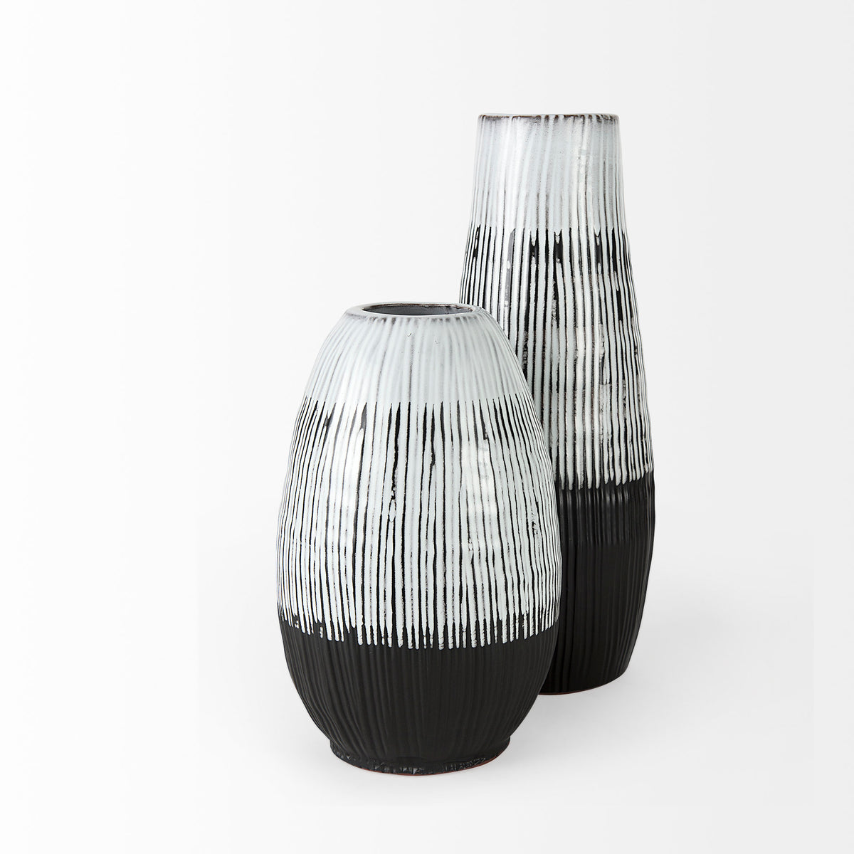 Tanami I Tall Dark Brown/White Ceramic Vase-Vase-DECOROLALA