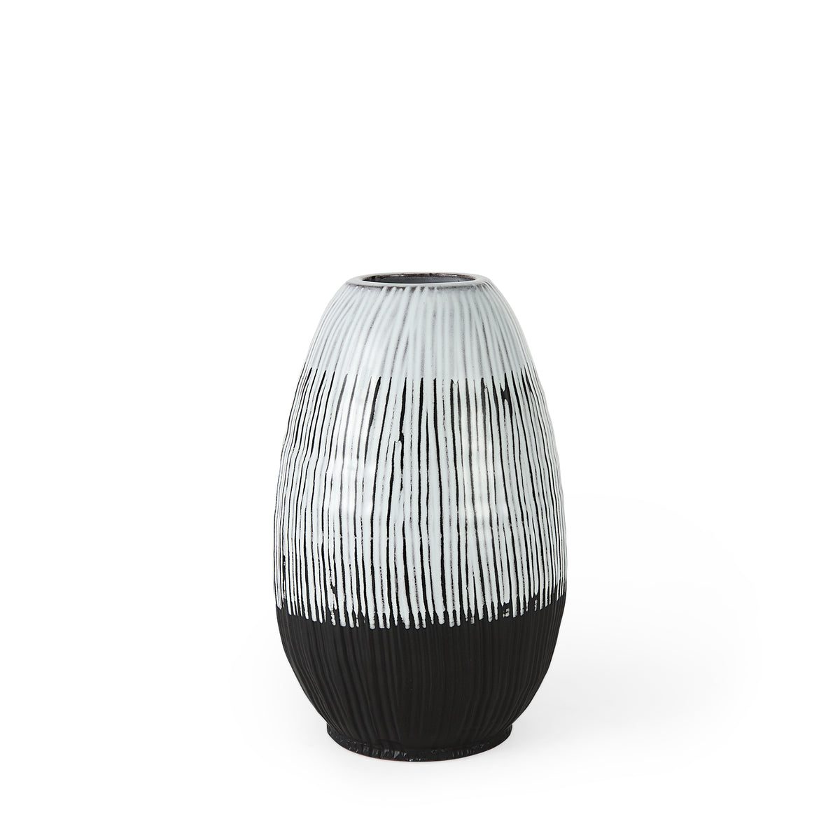 Tanami II Short Dark Brown/White Glazed Ceramic Vase-Vase-DECOROLALA
