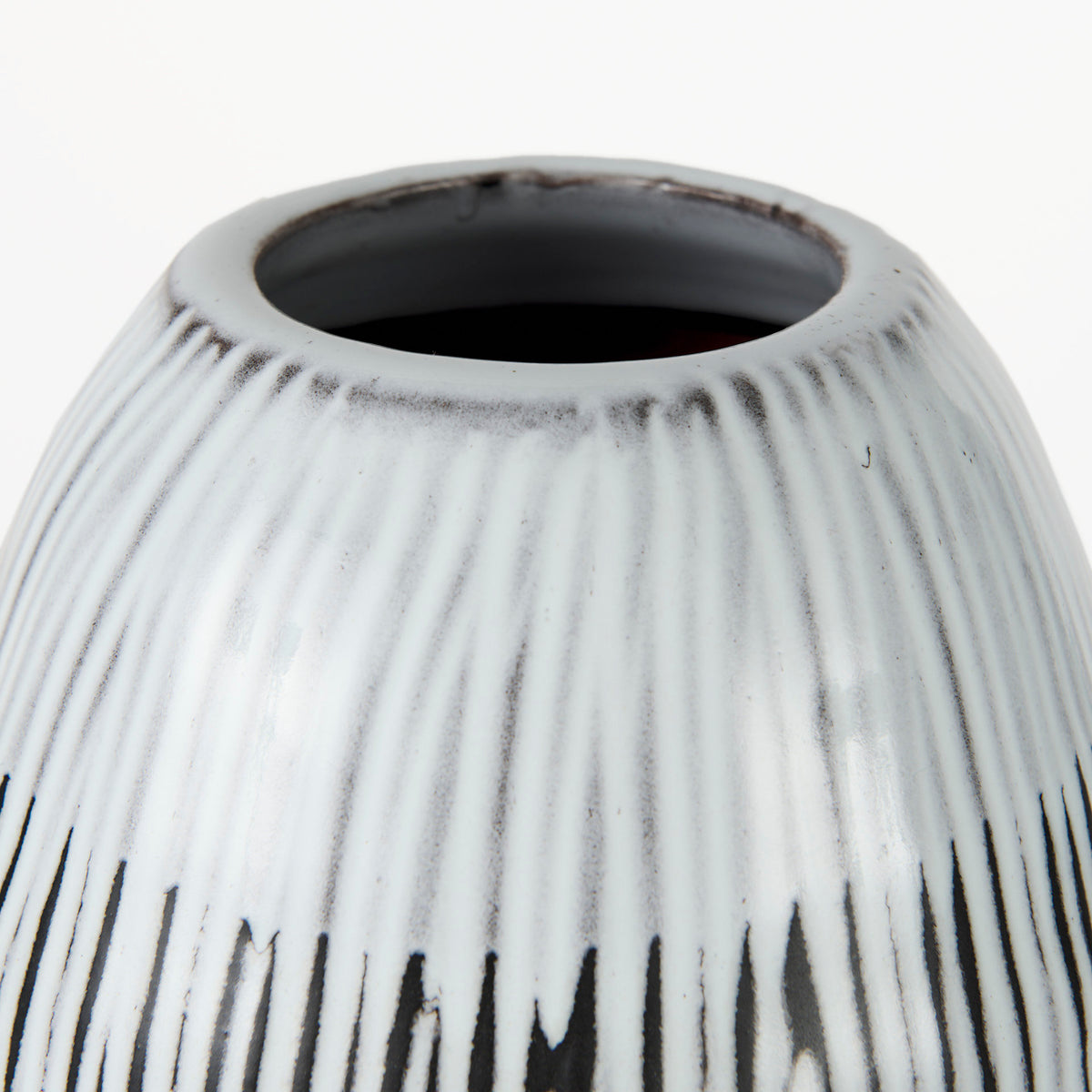 Tanami II Short Dark Brown/White Glazed Ceramic Vase-Vase-DECOROLALA