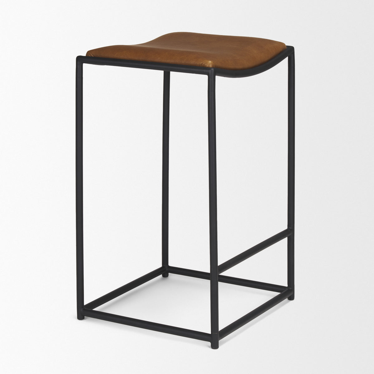 Taniel Leather w/ Metal Counter Stool-Bar Stools-DECOROLALA