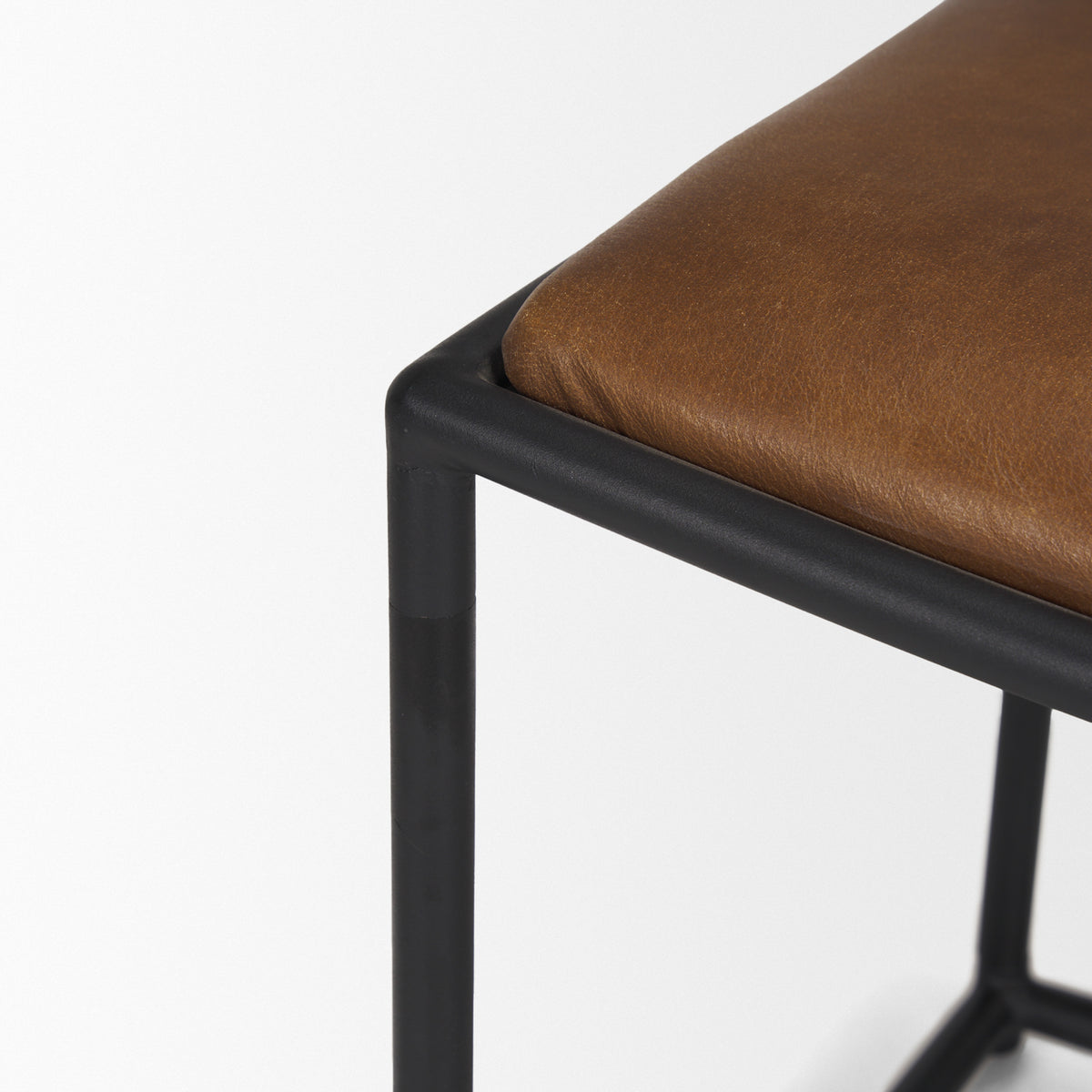 Taniel Leather w/ Metal Stool-Stools & Ottomans-DECOROLALA