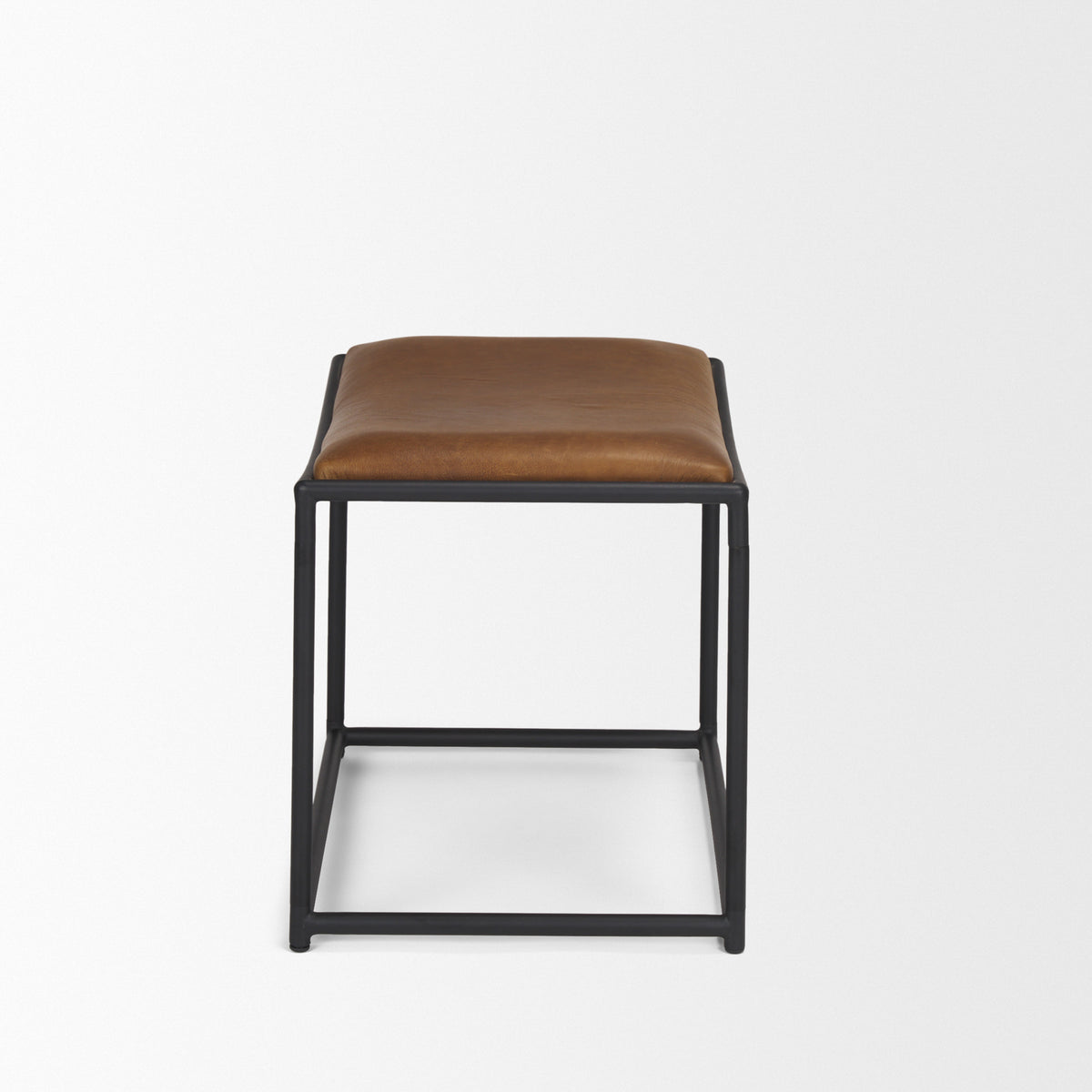 Taniel Leather w/ Metal Stool-Stools & Ottomans-DECOROLALA