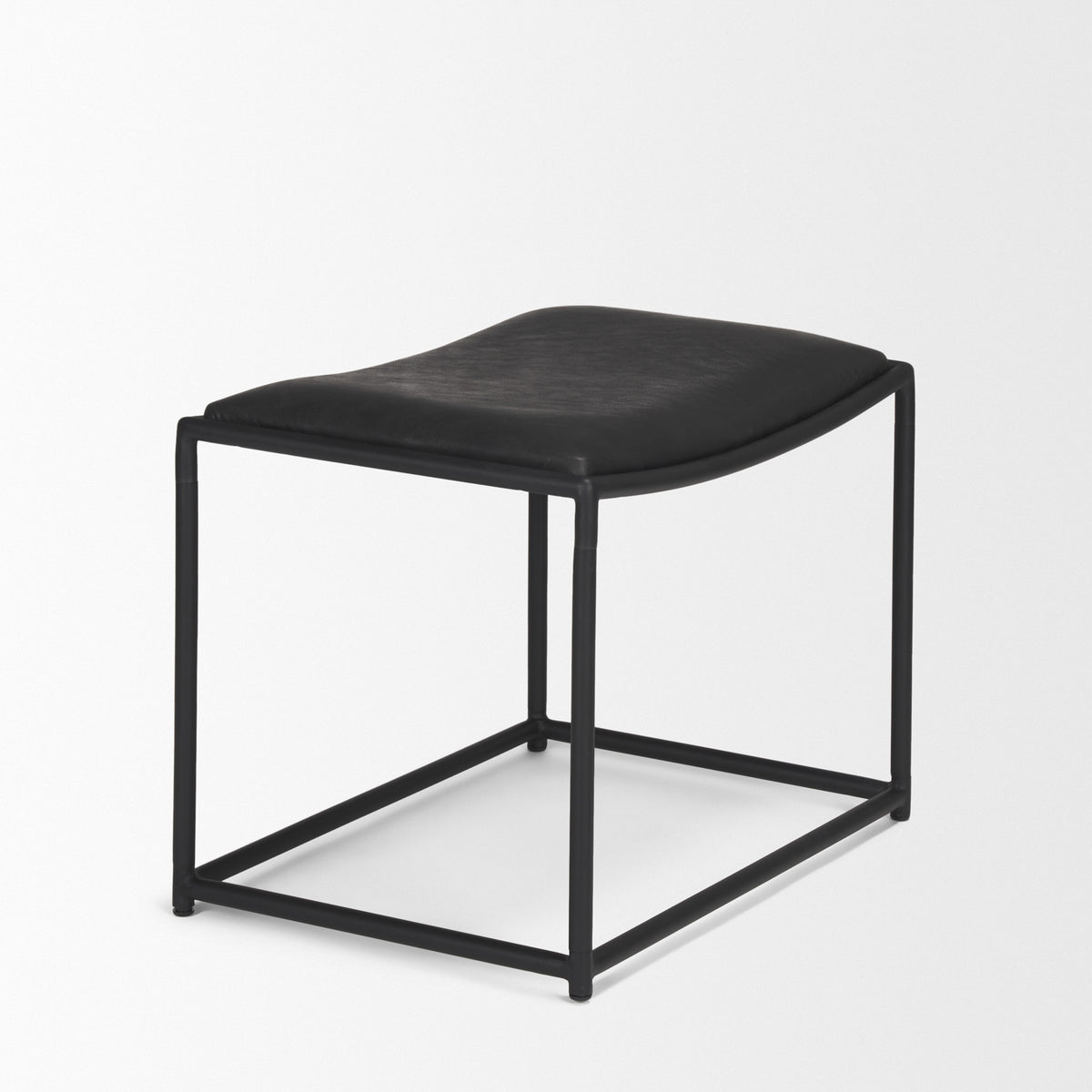 Taniel Leather w/ Metal Stool-Stools & Ottomans-DECOROLALA