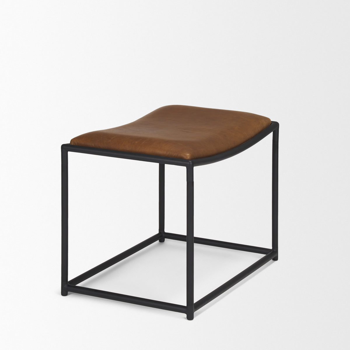 Taniel Leather w/ Metal Stool-Stools & Ottomans-DECOROLALA