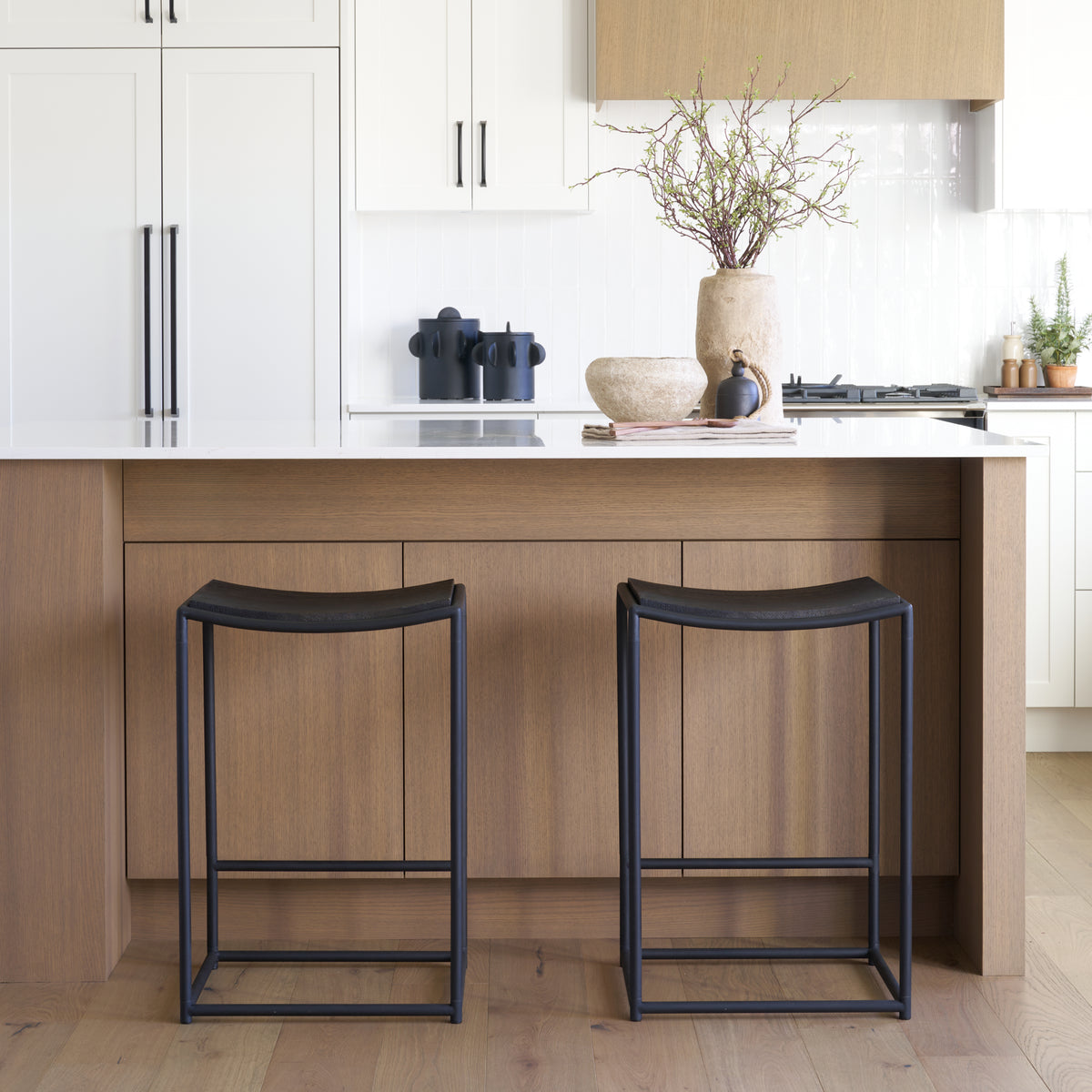Taniel Light Brown Wood w/ Metal Counter Stool-Bar Stools-DECOROLALA