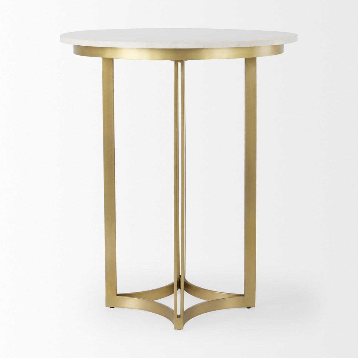 Tanner 32"L x 32"W Pedestal Dining Table | White Marble & Metal | Seats 2-Dining Tables-DECOROLALA