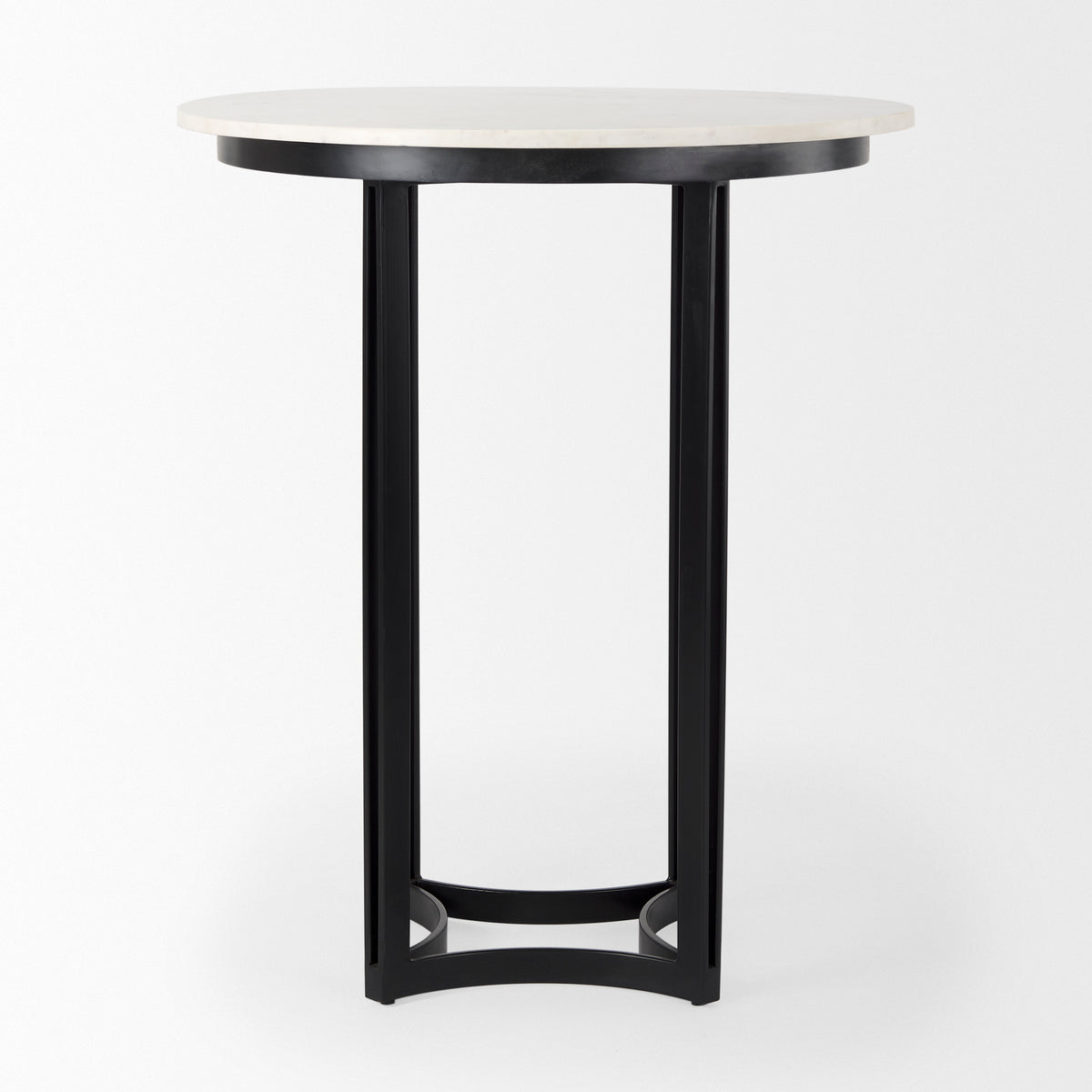 Tanner 32"L x 32"W Pedestal Dining Table | White Marble & Metal | Seats 2-Dining Tables-DECOROLALA