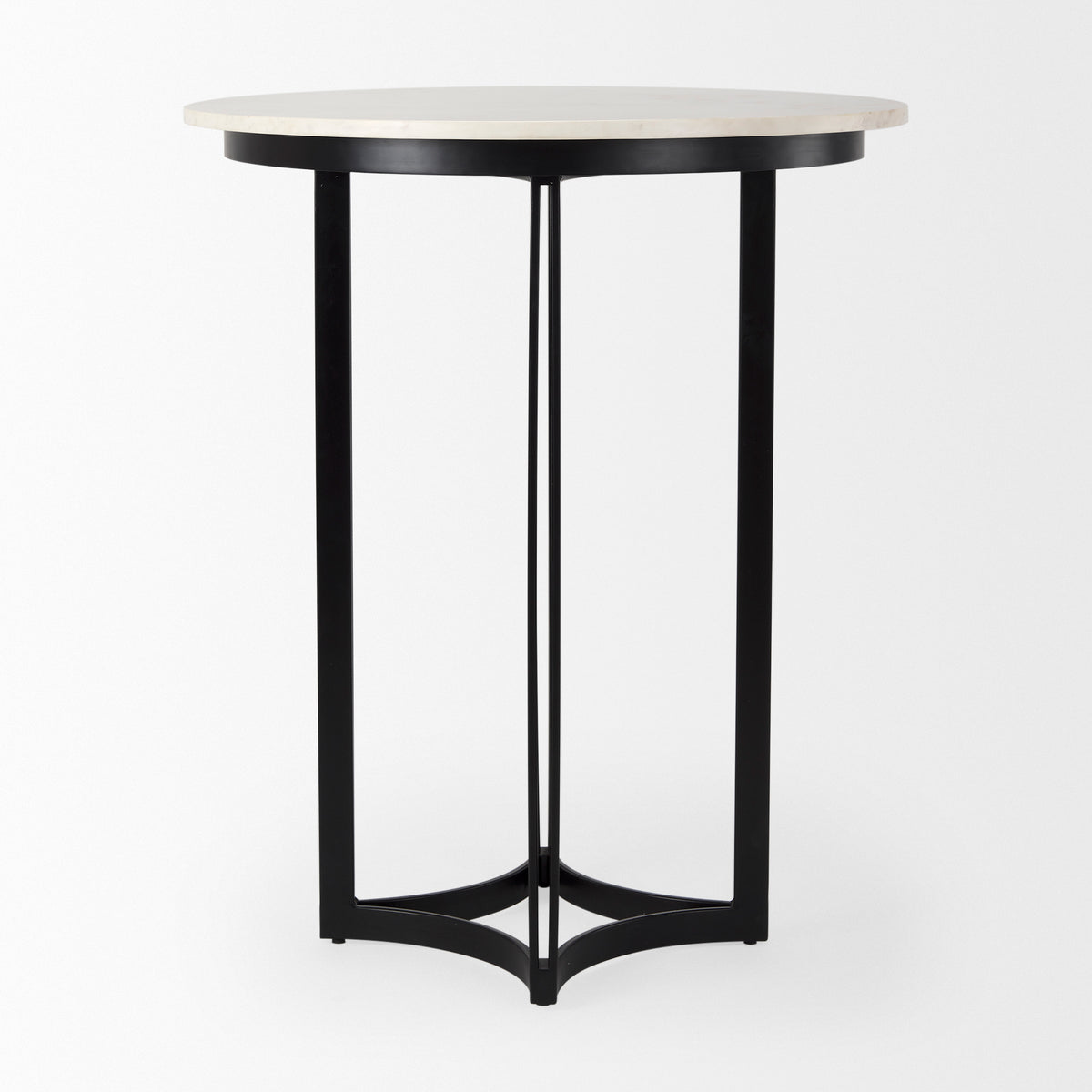 Tanner 32"L x 32"W Pedestal Dining Table | White Marble & Metal | Seats 2-Dining Tables-DECOROLALA