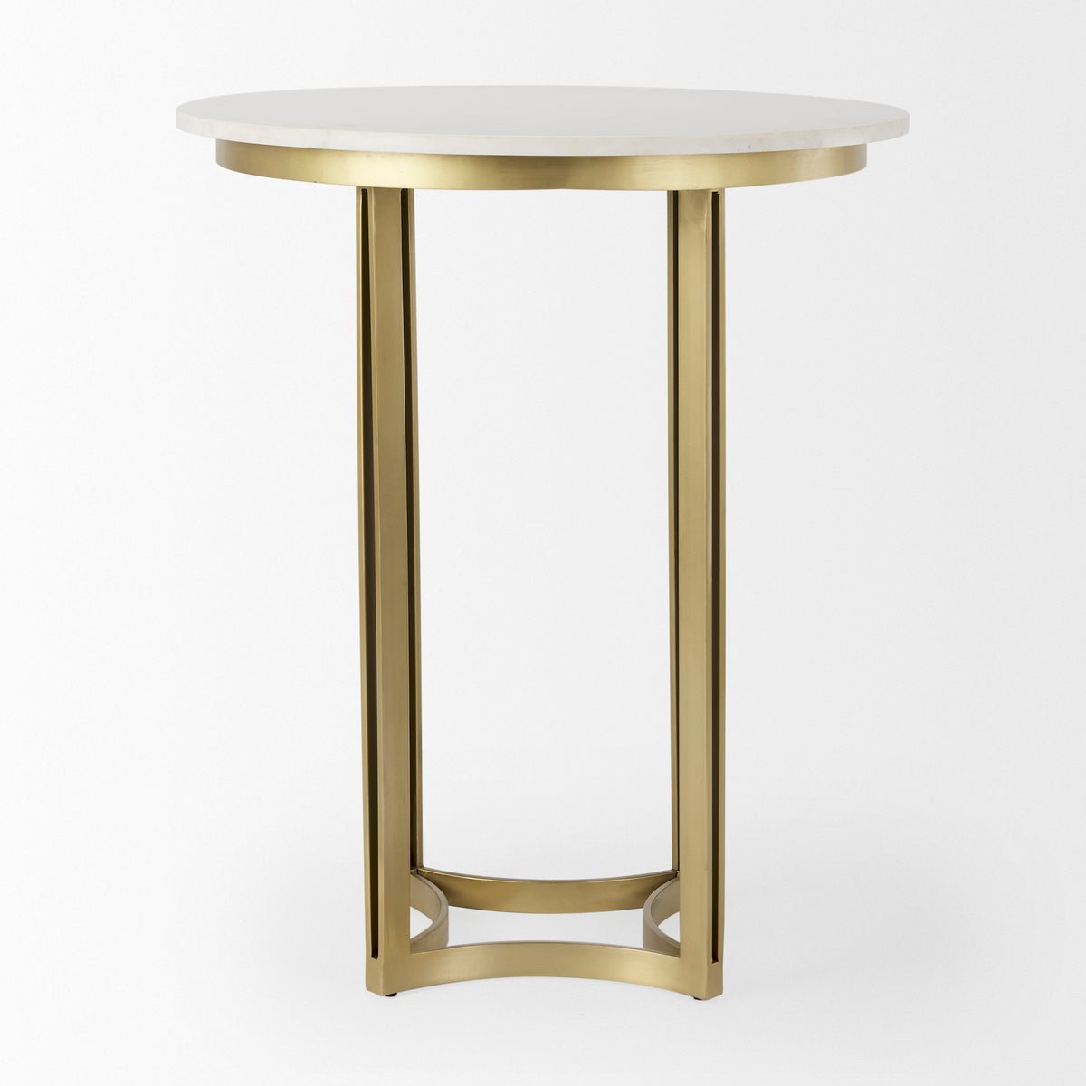 Tanner 32"L x 32"W Pedestal Dining Table | White Marble & Metal | Seats 2-Dining Tables-DECOROLALA