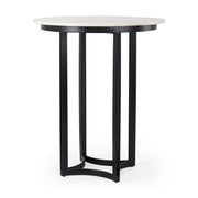 Tanner 32"L x 32"W Pedestal Dining Table | White Marble & Metal | Seats 2-Dining Tables-DECOROLALA