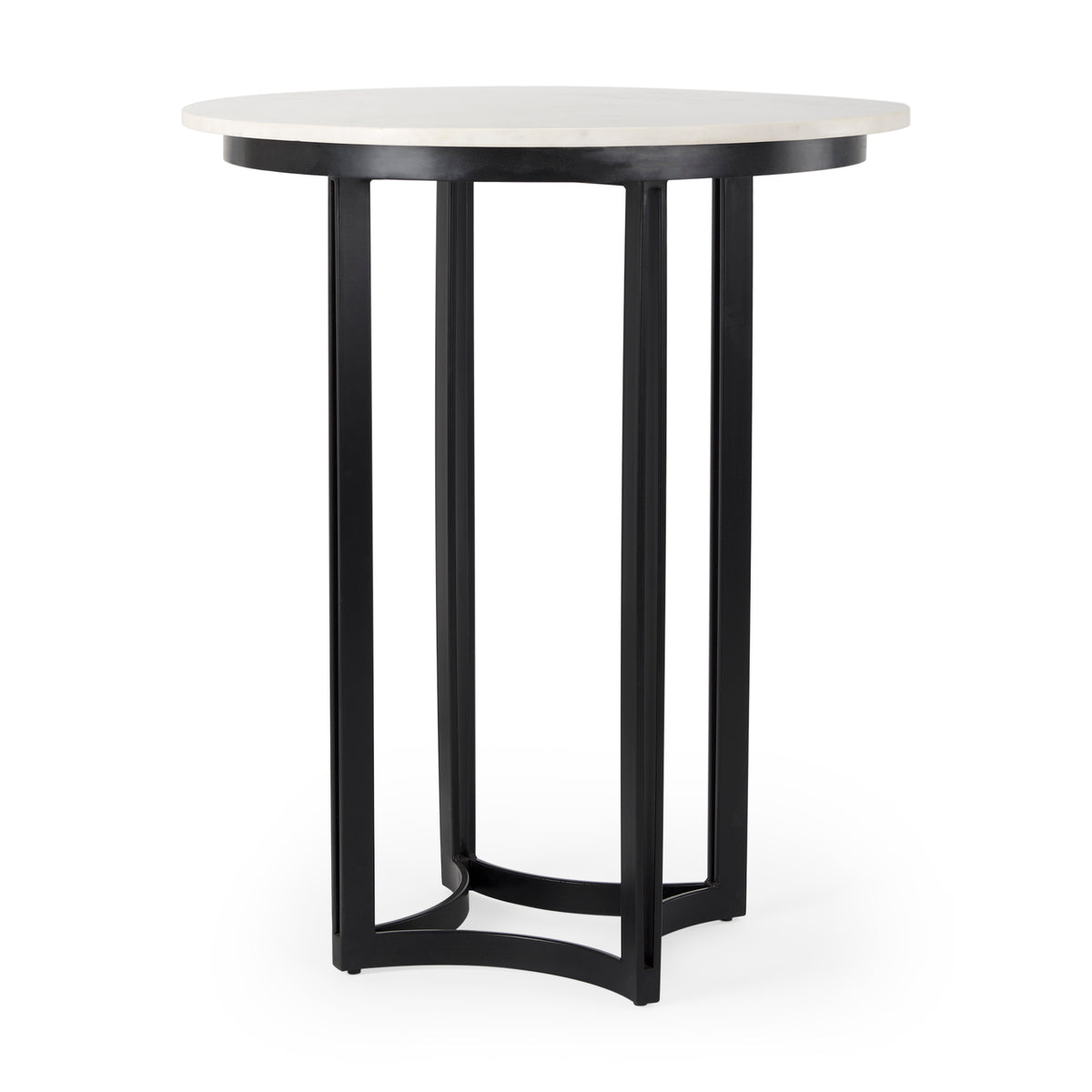 Tanner 32"L x 32"W Pedestal Dining Table | White Marble & Metal | Seats 2-Dining Tables-DECOROLALA