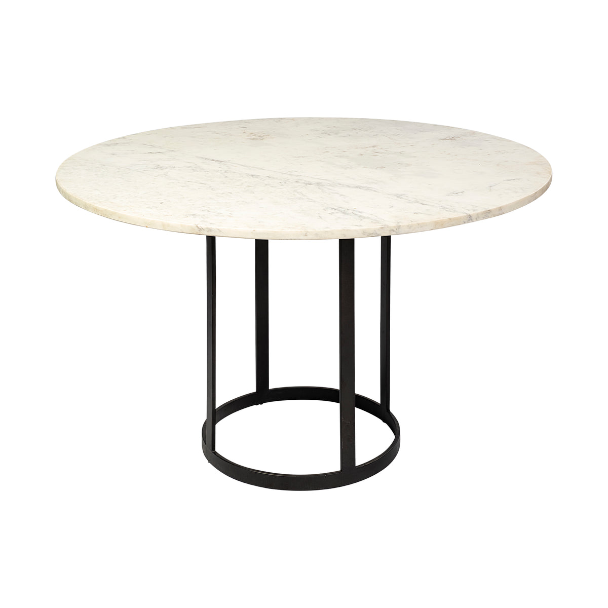 Tanner 48" Round Pedestal Dining Table | Modern | White Marble & Black Metal | Seats 4-Dining Tables-DECOROLALA