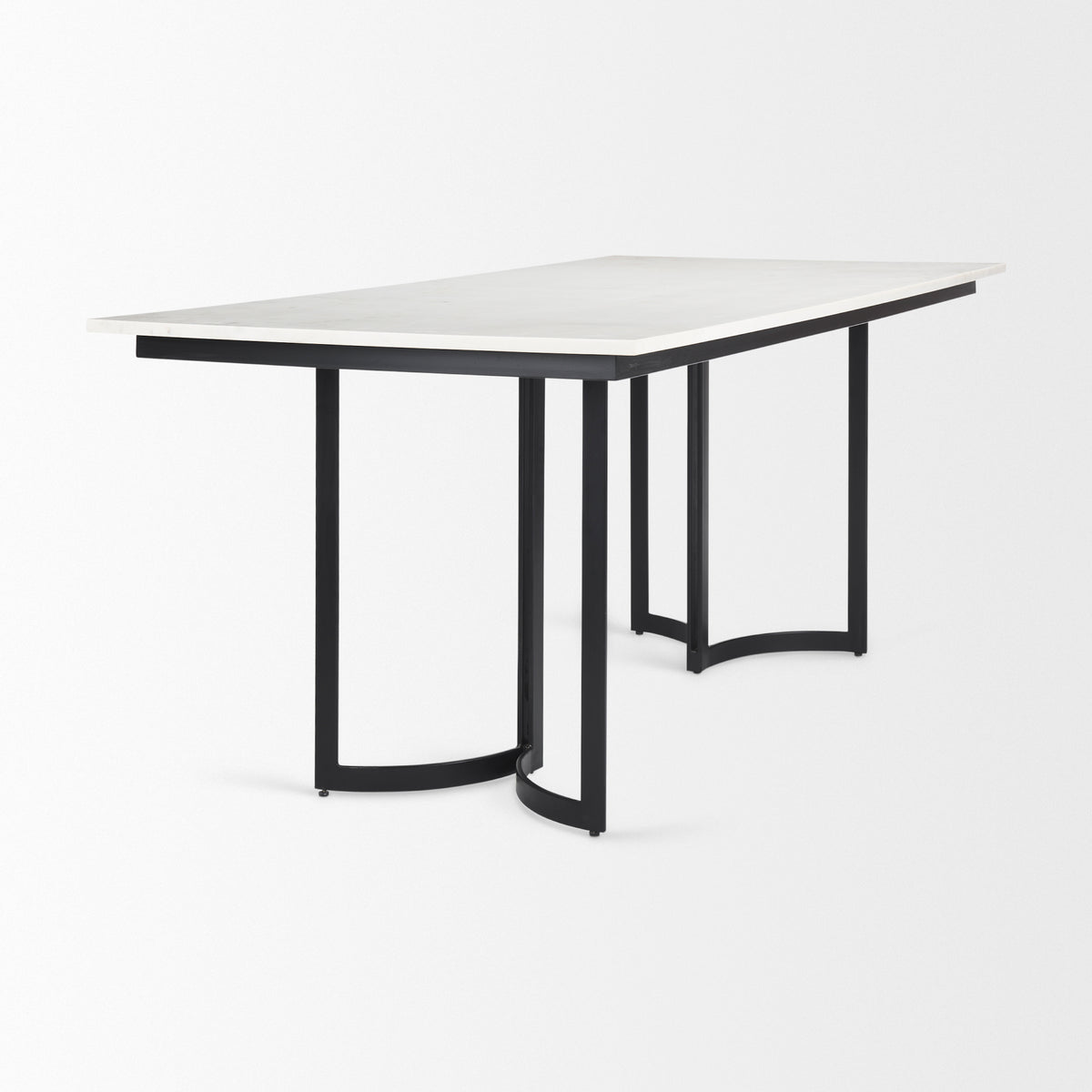 Tanner 71"L x 35"W Rectangular Pedestal Dining Table | Modern | White Marble & Black Metal | Seats 6-Dining Tables-DECOROLALA