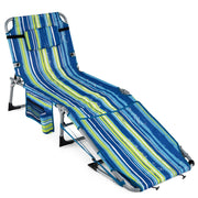 Tanning Chair with Face Arm Holes Portable Sunbathing Chair-Blue & Green-Outdoor Chaise Lounges-DECOROLALA