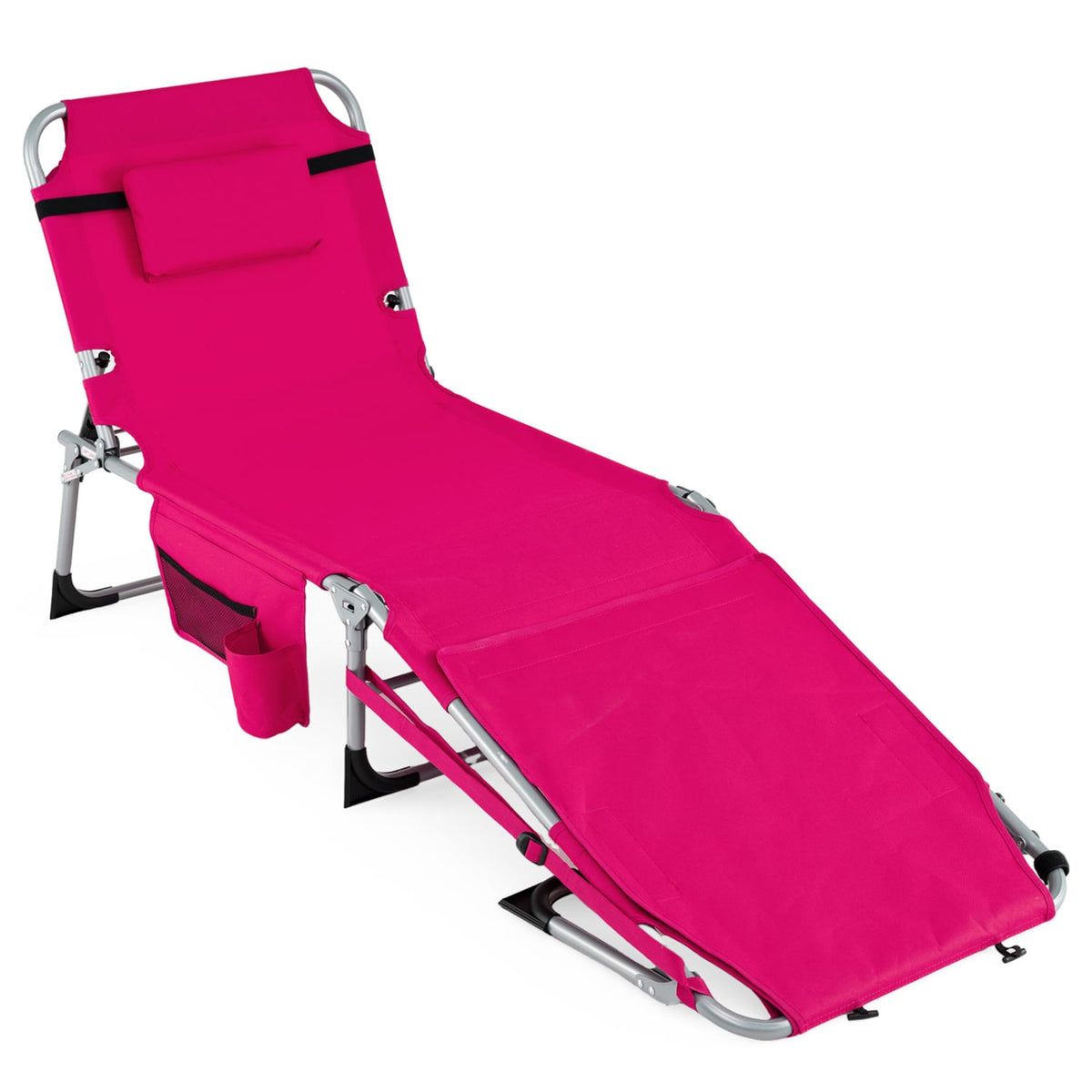 Tanning Chair with Face Arm Holes Portable Sunbathing Chair-Pink-Outdoor Chaise Lounges-DECOROLALA