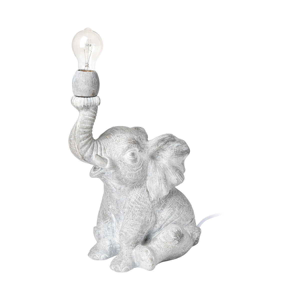 Tantor (15.9"H) Gray Resin Elephant Calf Table Lamp-Table Lamps-DECOROLALA