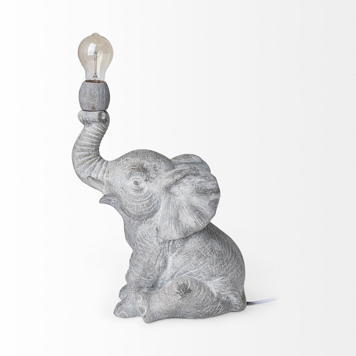Tantor (15.9"H) Gray Resin Elephant Calf Table Lamp-Table Lamps-DECOROLALA