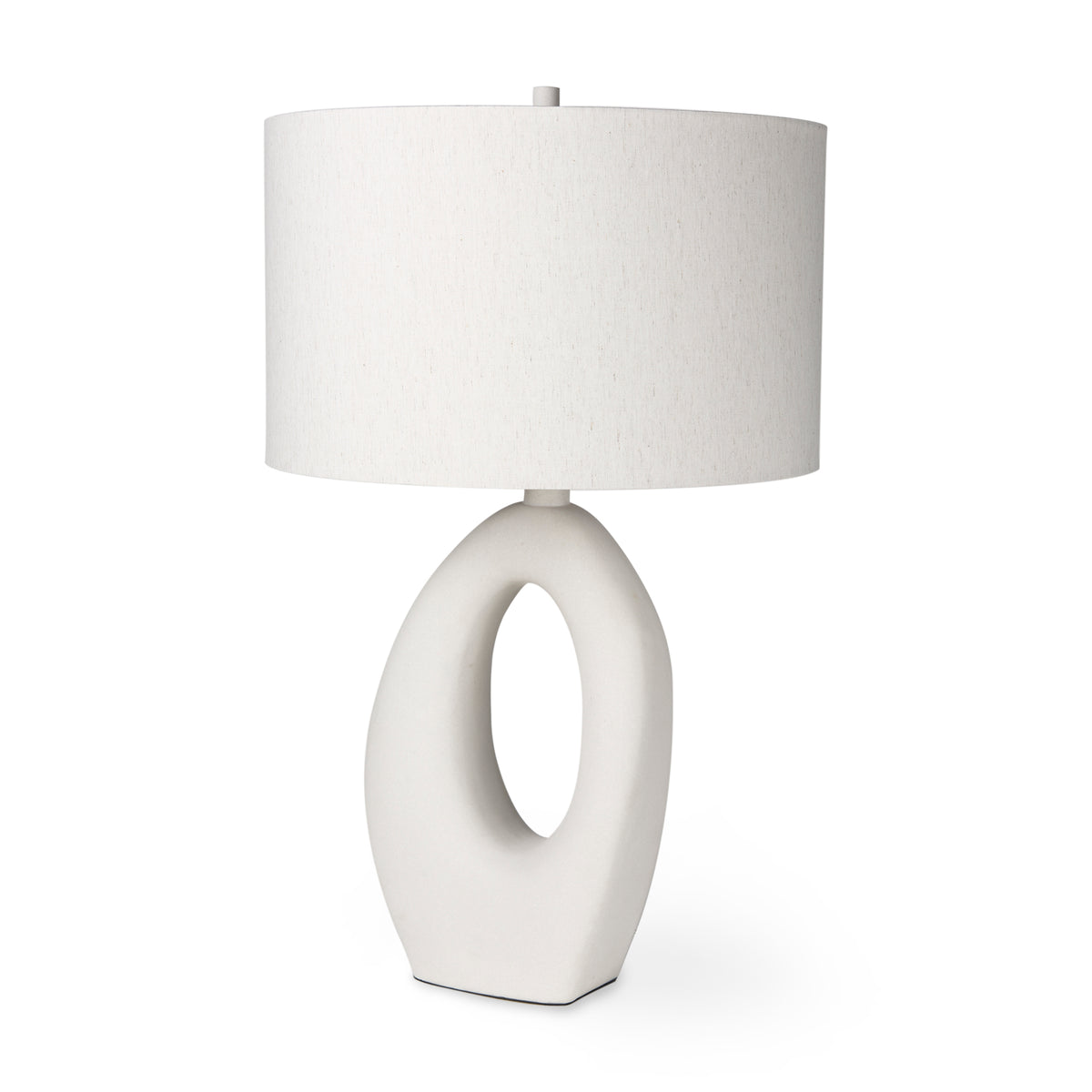 Tao 20.0L x 20.0W x 33.0H Cream Base W/White Shade Table Lamp-Table Lamps-DECOROLALA
