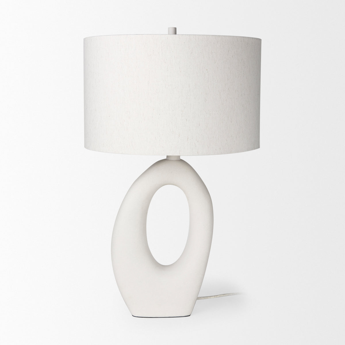 Tao 20.0L x 20.0W x 33.0H Cream Base W/White Shade Table Lamp-Table Lamps-DECOROLALA