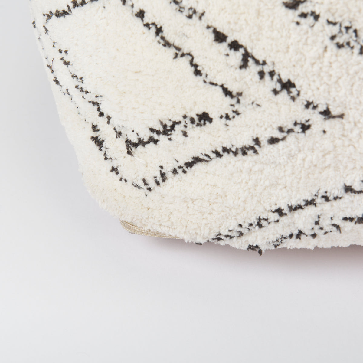 Tapir Beige Cotton Argyle Pattern Square Pouf-Poufs-DECOROLALA
