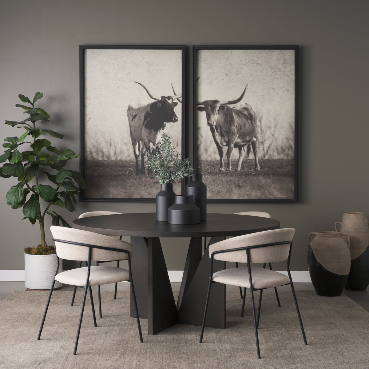 Tarro Round Dining Table - Espresso Wood, Seats 6-Dining Tables-DECOROLALA