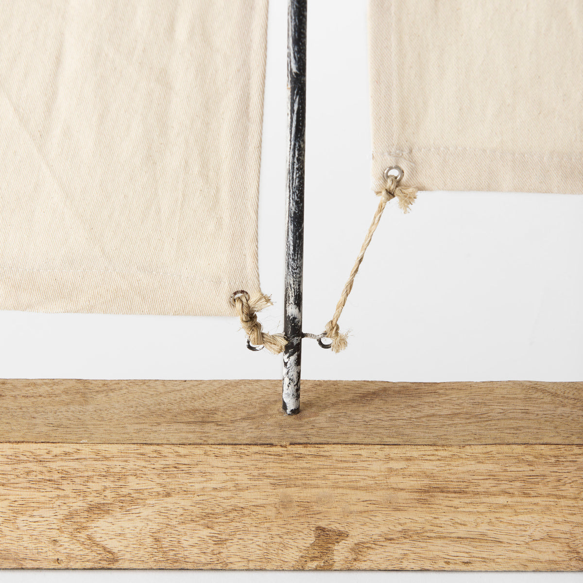Tartane Large 22" Sailboat - Brown/Cream Nautical Wood Decor-Objects-DECOROLALA