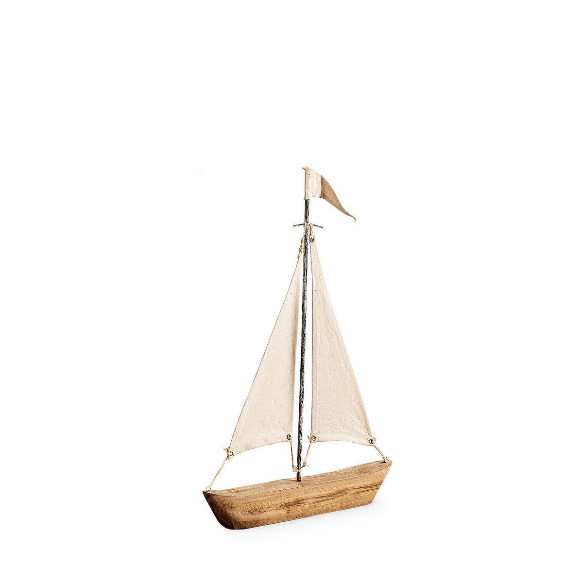 Tartane Small 17L x 2W Brown/Cream Nautical Inspired Sailboat-Objects-DECOROLALA
