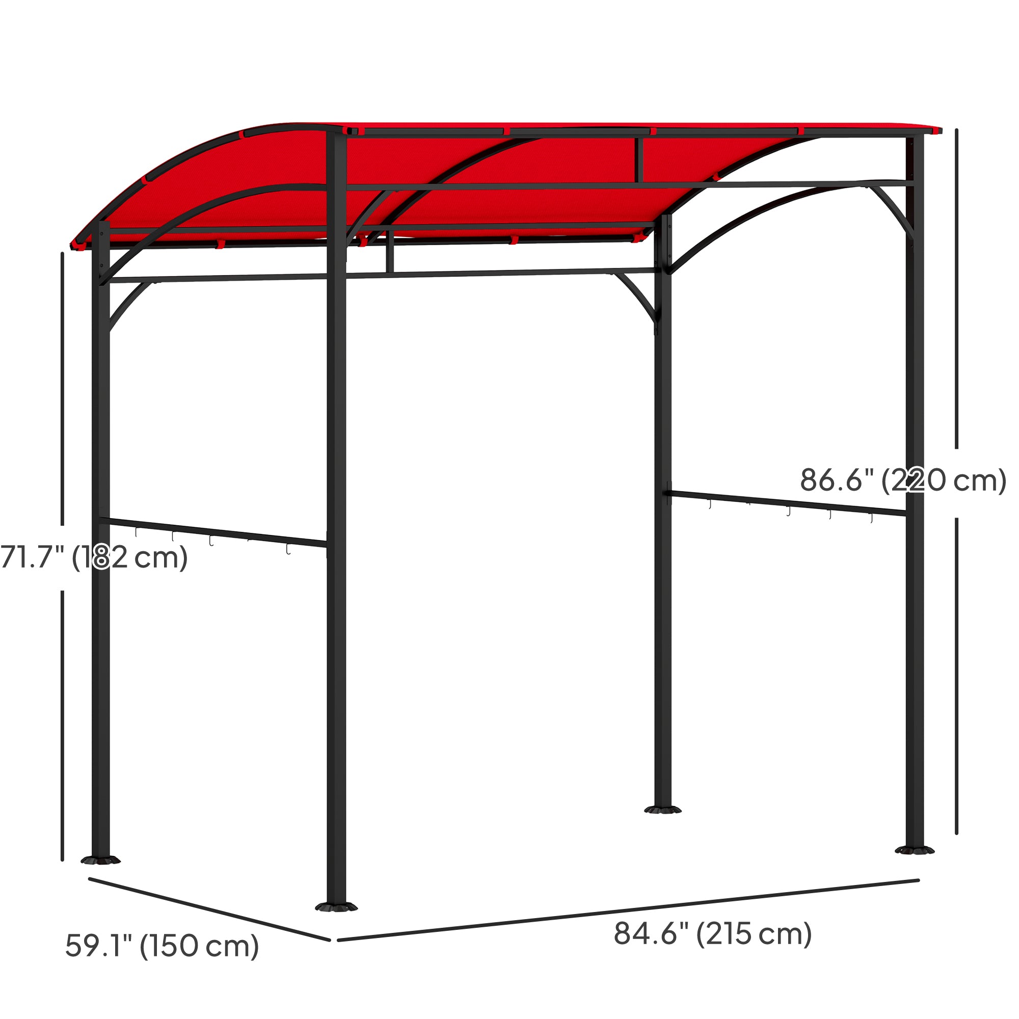 7' x 5' BBQ Grill Gazebo - Wine Red Steel Frame Canopy