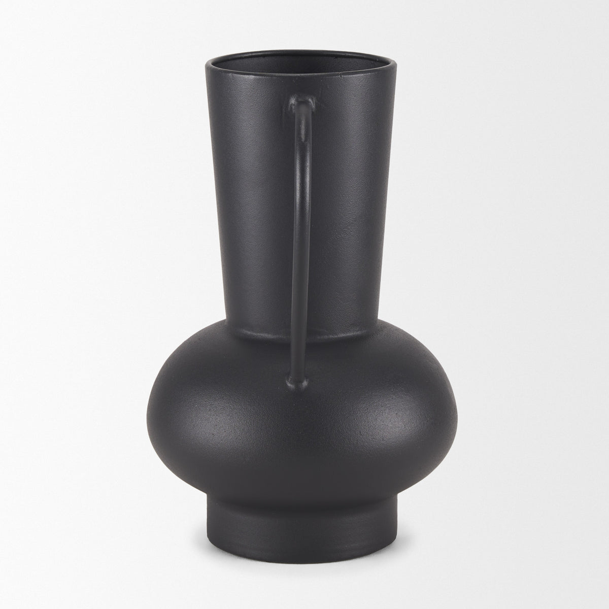 Tasya Large Matte Black w/ Handles Metal Vase-Vase-DECOROLALA