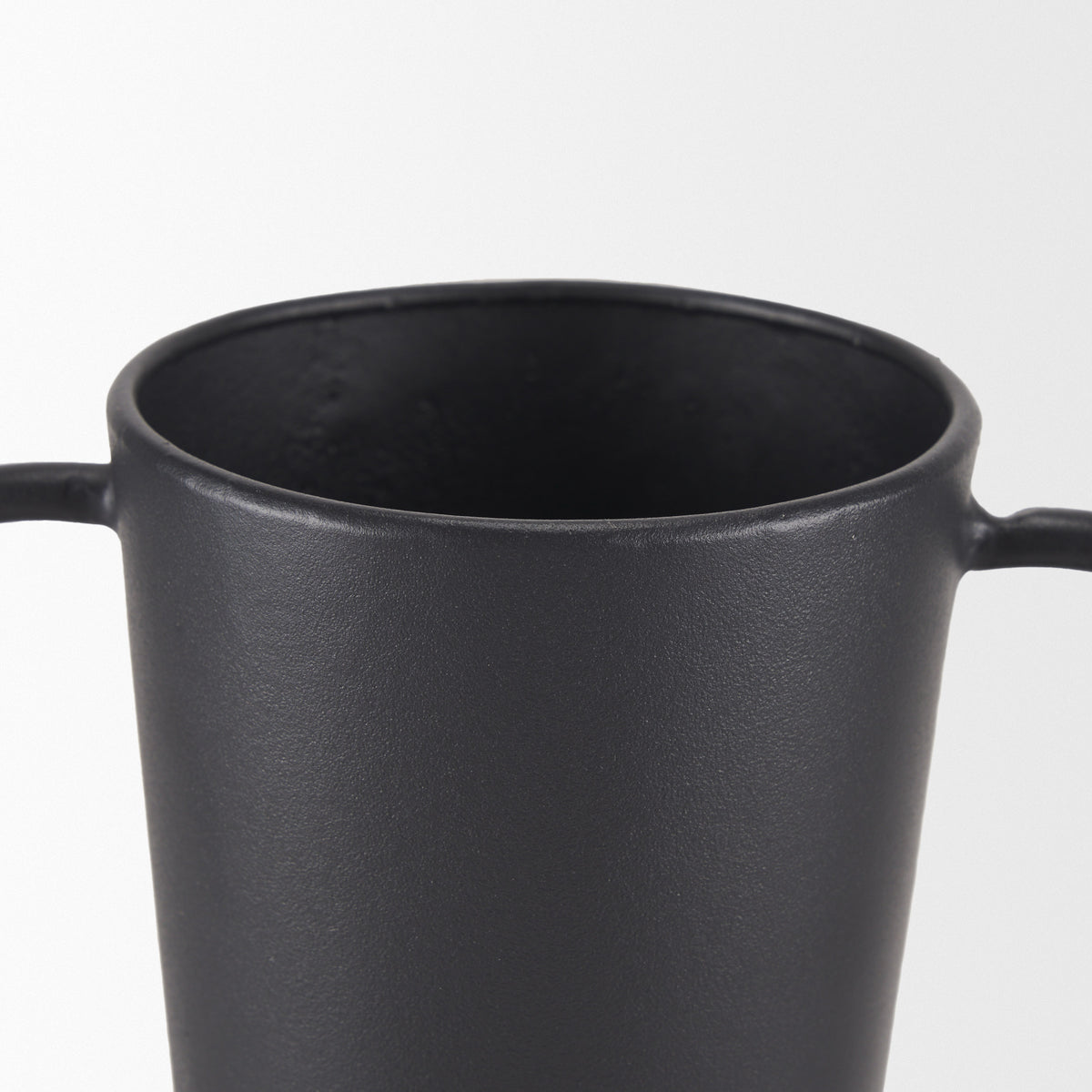 Tasya Large Matte Black w/ Handles Metal Vase-Vase-DECOROLALA