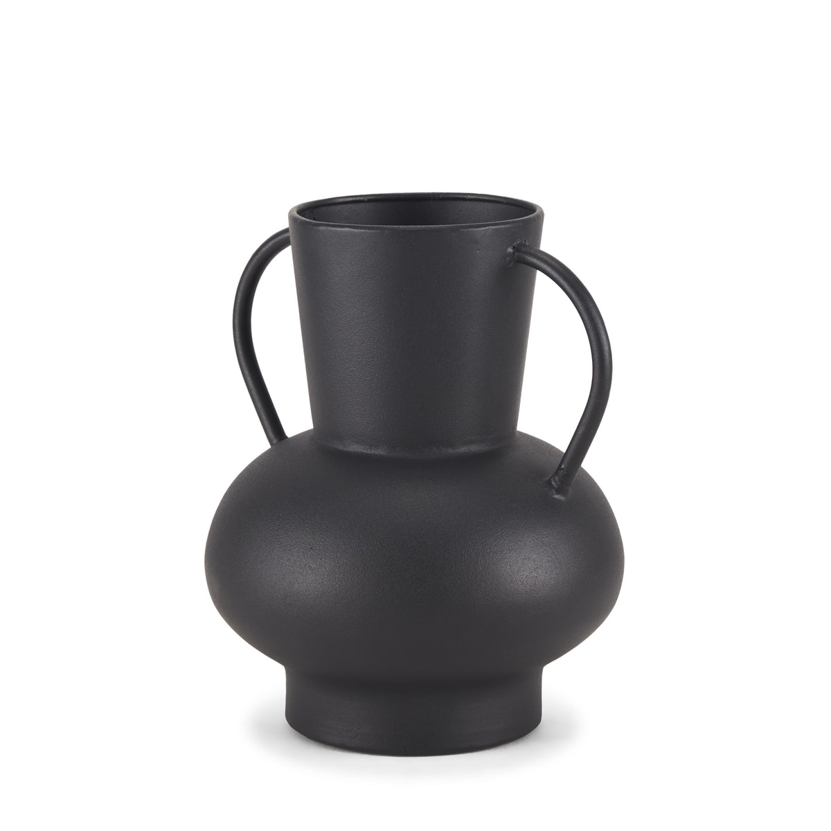 Tasya Small Matte Black Metal Vase-Vase-DECOROLALA