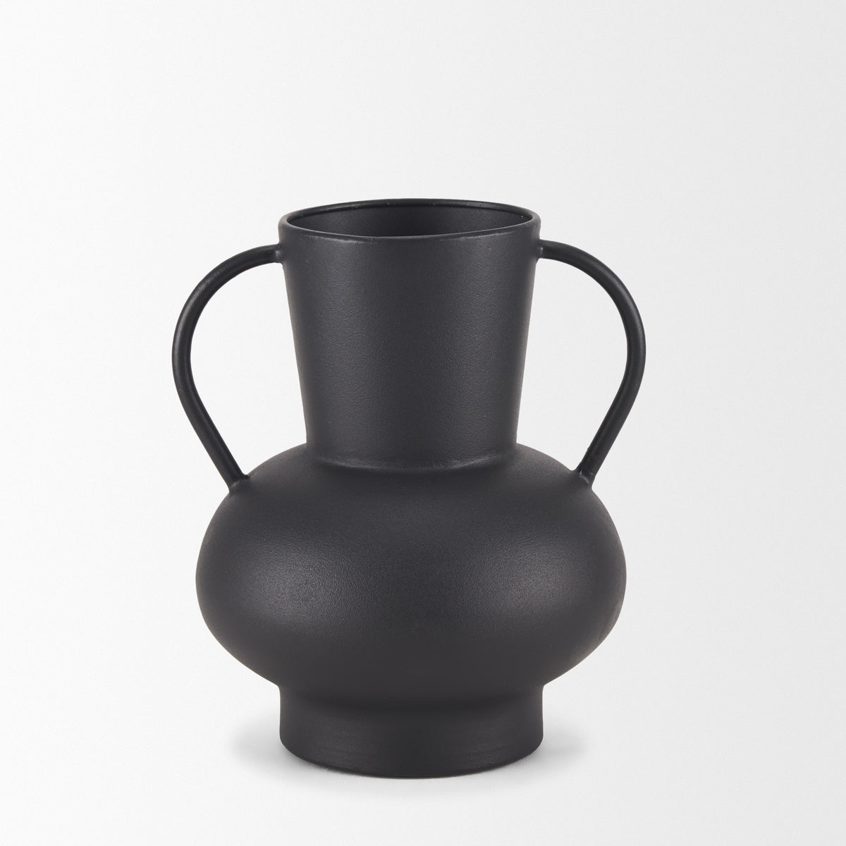Tasya Small Matte Black Metal Vase-Vase-DECOROLALA