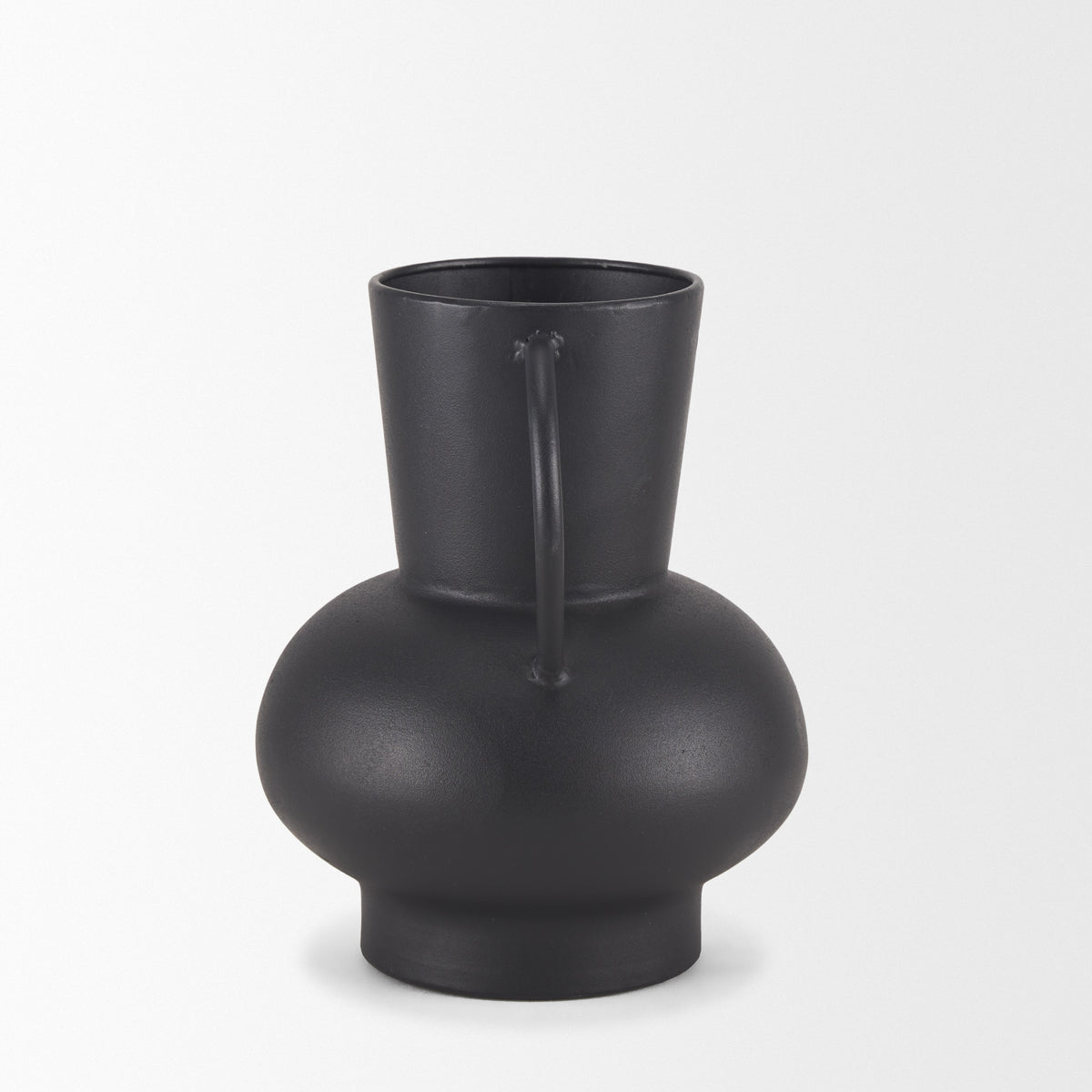 Tasya Small Matte Black Metal Vase-Vase-DECOROLALA
