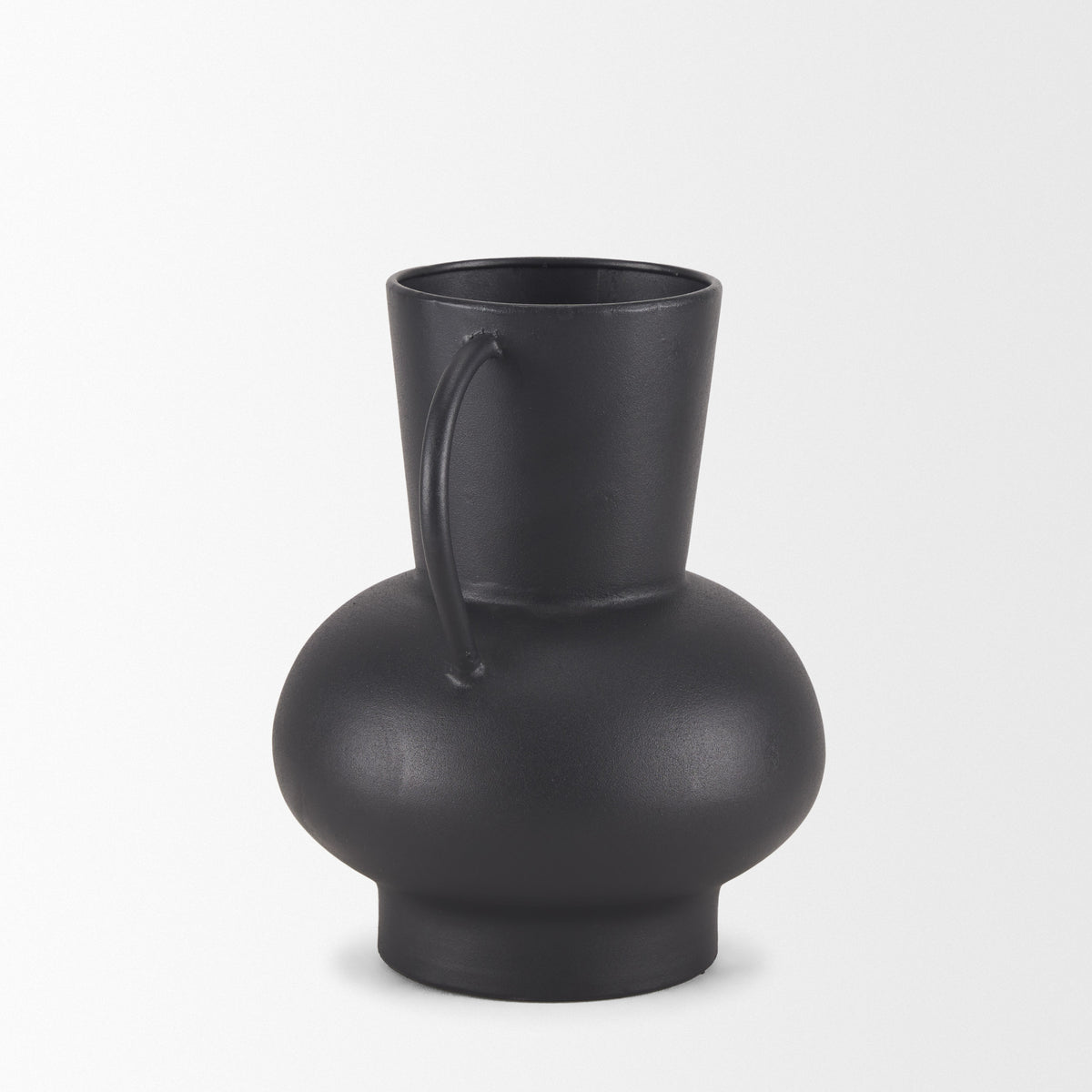 Tasya Small Matte Black Metal Vase-Vase-DECOROLALA