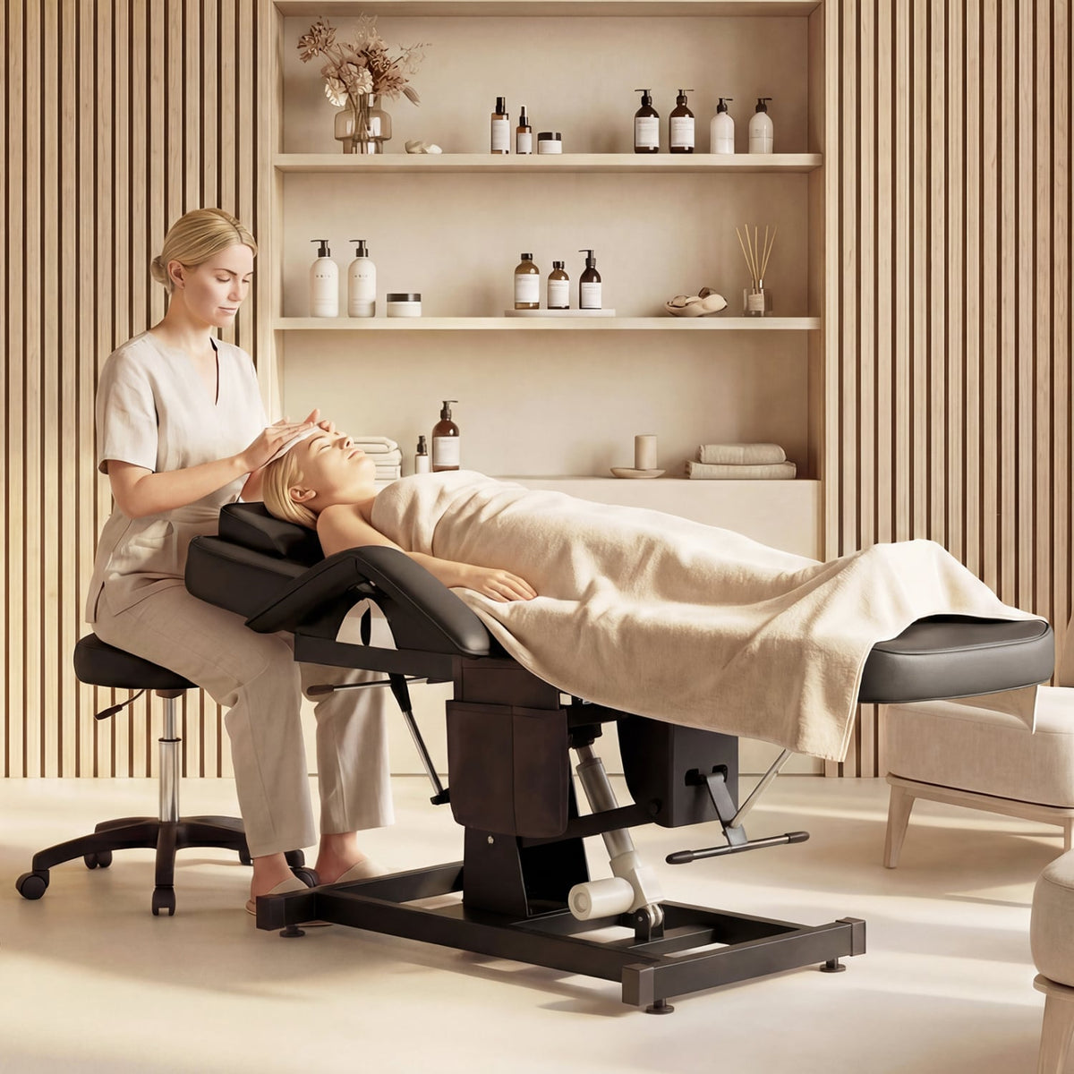Tattoo Chair for Client Esthetician with Hydraulic Stool-Black-Massage & Relaxation Products-DECOROLALA