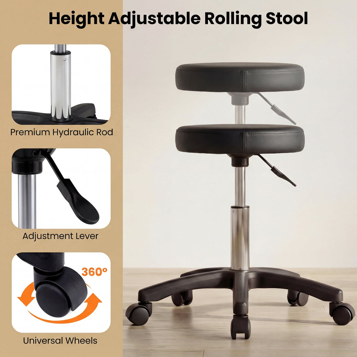 Tattoo Chair for Client Esthetician with Hydraulic Stool-Black-Massage & Relaxation Products-DECOROLALA
