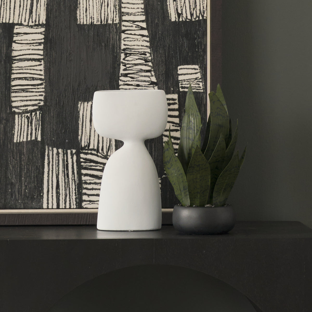 Tatum 11.6H Sculptural White Ceramic Vase-Vase-DECOROLALA