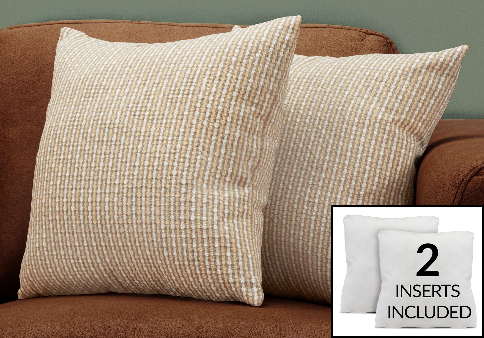 Taupe Abstract Dot Throw Pillows 18x18 Set of 2-Pillows-DECOROLALA