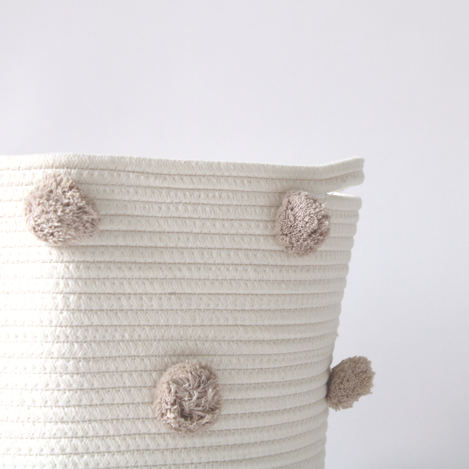 Taupe Pom Basket - Large-Basket-DECOROLALA