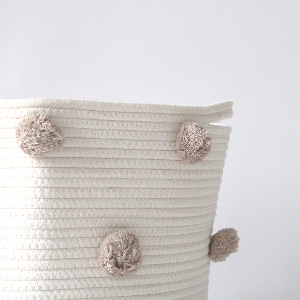 Taupe Pom Basket - Large-Baskets-DECOROLALA
