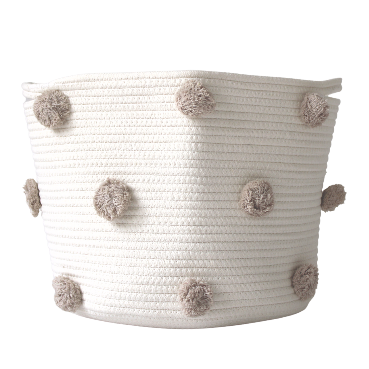 Taupe Pom Basket - Large-Baskets-DECOROLALA