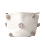 Taupe Pom Basket - Medium-Baskets-DECOROLALA