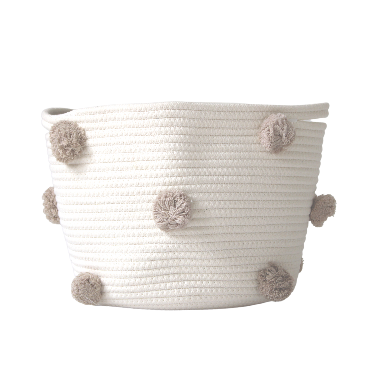 Taupe Pom Basket - Medium-Baskets-DECOROLALA